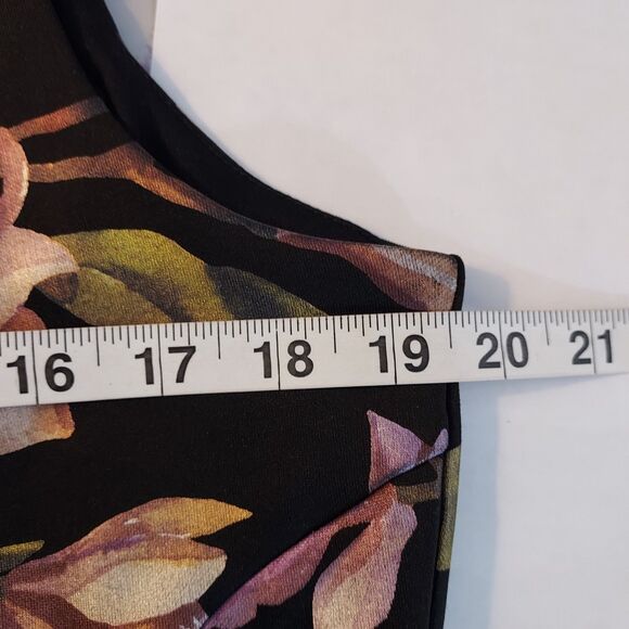 Signature Robbie Bee Dress Womens 14 Black Floral Fit And Flare Sleeveless - Picture 10 of 12